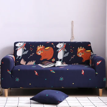 

Tribal Animals Sofa Cover Without Armrest Flexible Stretch Cartoon Cute Sofa Bed Cover For Living Room