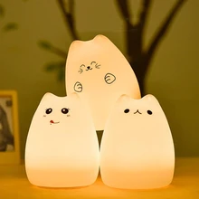 Lampe Led fluo en Silicone pour enfants, luminaire décoratif d'intérieur, toucher chaton, idéal pour une chambre à coucher 