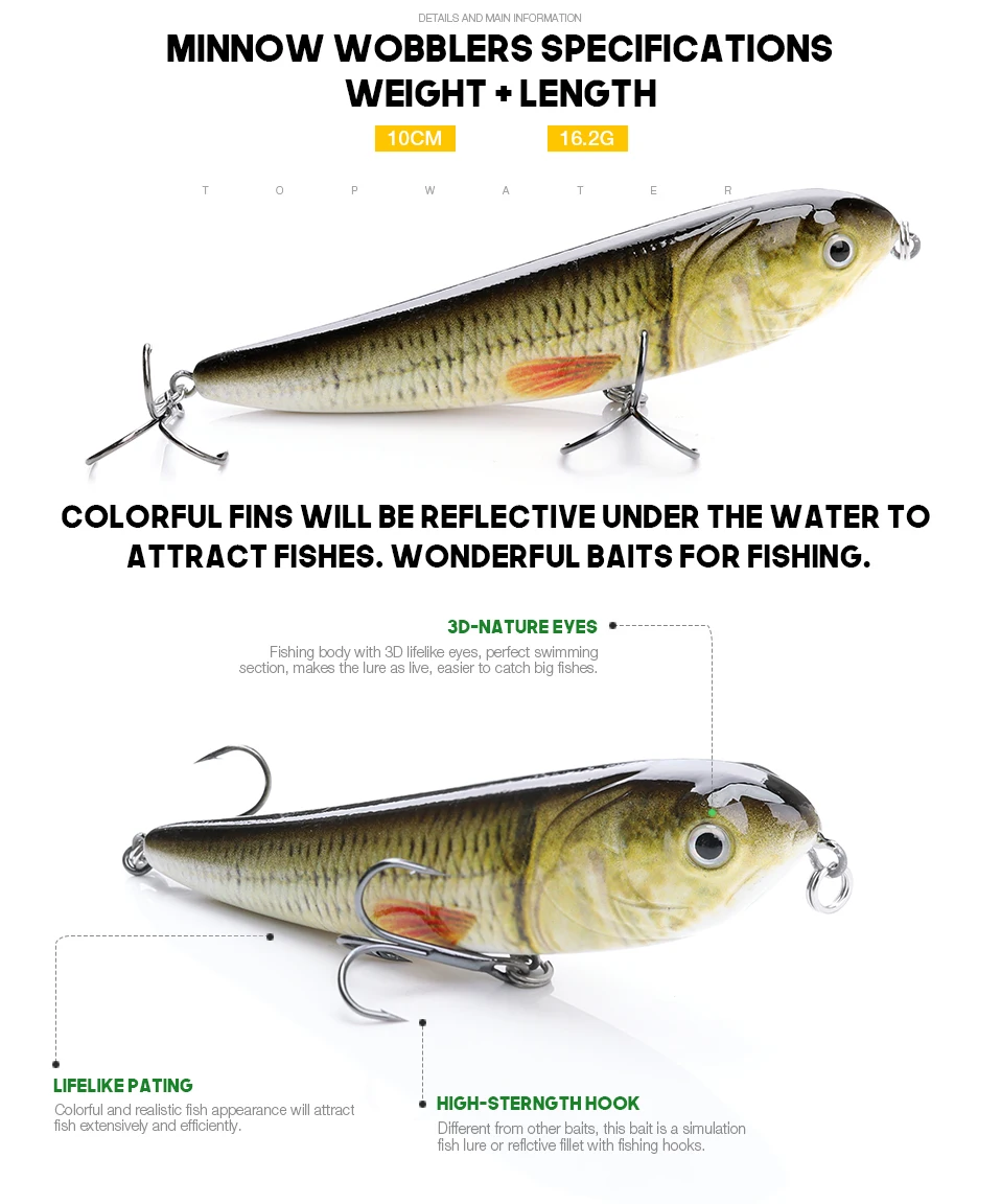 VTAVTA 10 см 16 г Topwater карандаш приманка твердая приманка гольян рыболовные приманки-Воблеры искусственная приманка погремушка кренкбейты Рыбалка на щуку