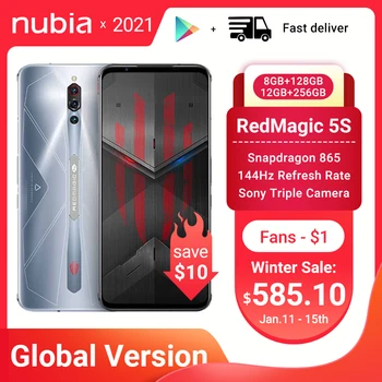 Перейти на Алиэкспресс и купить Глобальная версия Nubia красный Магия 5S игровой смартфон рамка Redmagic 5S 5G 8 Гб Оперативная память игровой мобильный телефон 144 Гц активно-матричн...