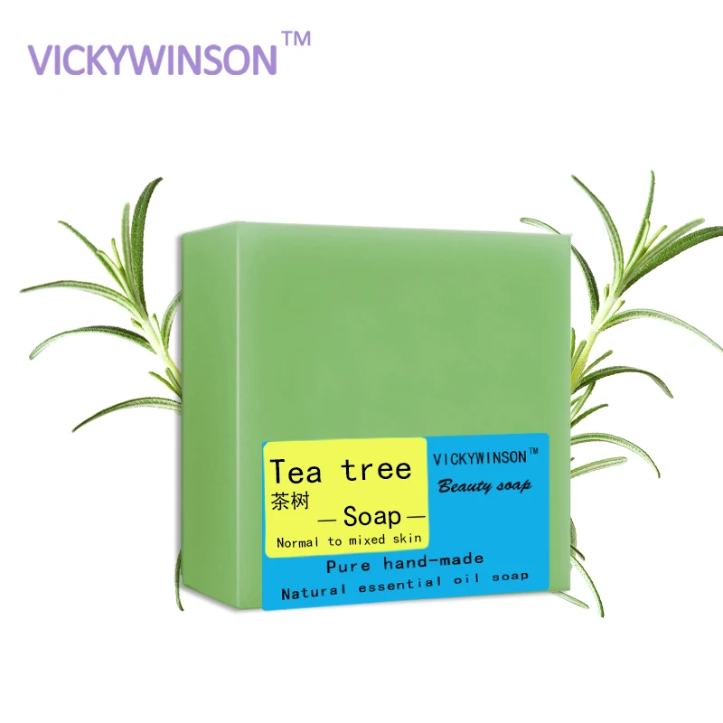 VICKYWINSON натуральное масло чайного дерева мыло ручной работы увлажняющее масло контроль удаления черных точек чистый уход за кожей лица умывание Мыло 100 г