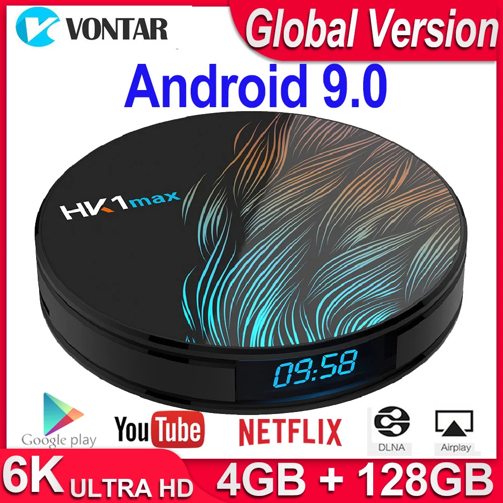  HK1 Max Android TV Box Android 9.0 Smart TV Box 4K Quad Core 2.4G/5G WiFi BT4.0 Media Player 4GB RA - 4000311306154
