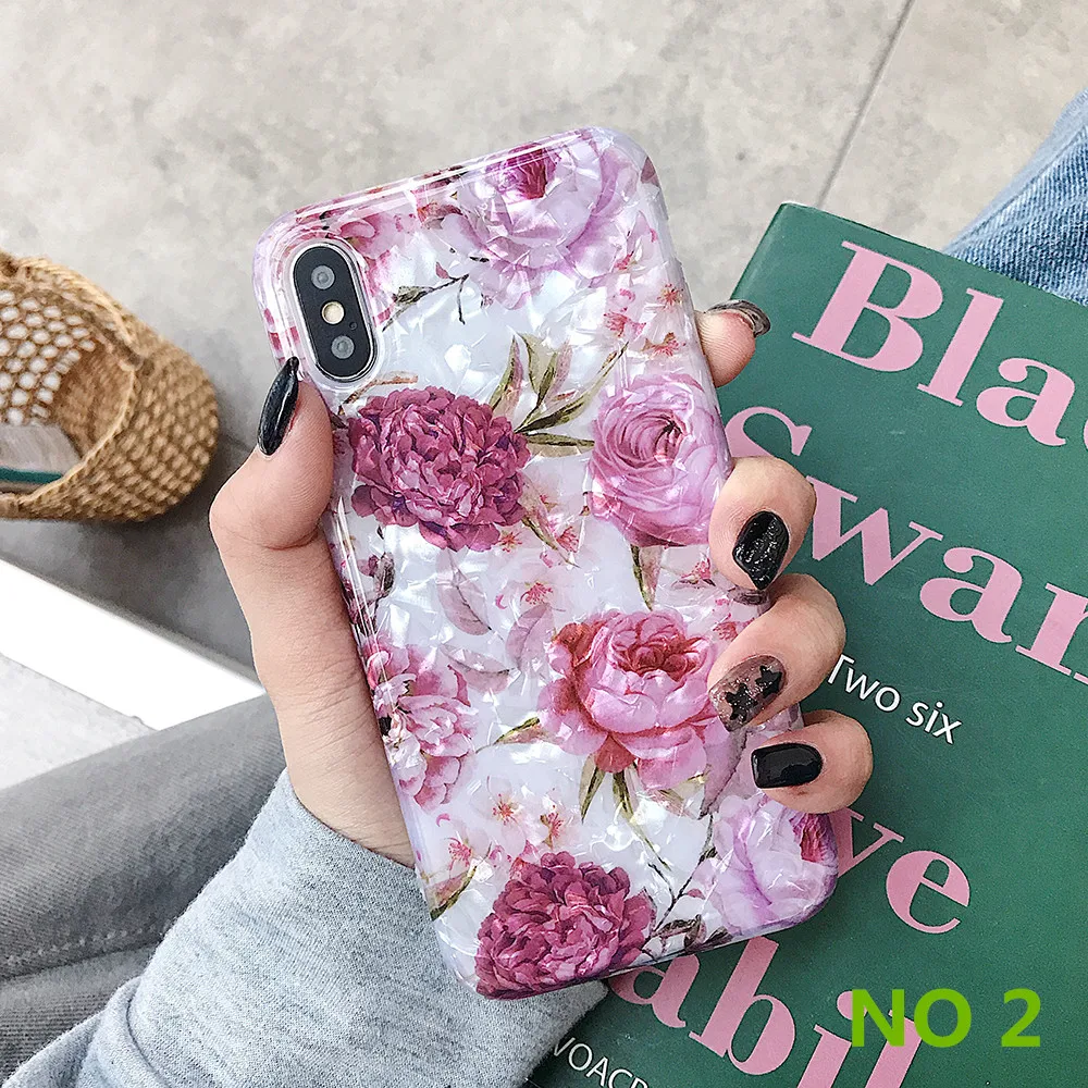2(No Ring) Винтажный чехол с цветочным рисунком, переносное кольцо, подставка, держатель для iPhone 11 Pro XR XS Max X 6 6s 7 8 Plus, защита экрана, мягкий чехол - Цвет: 2(No Ring)