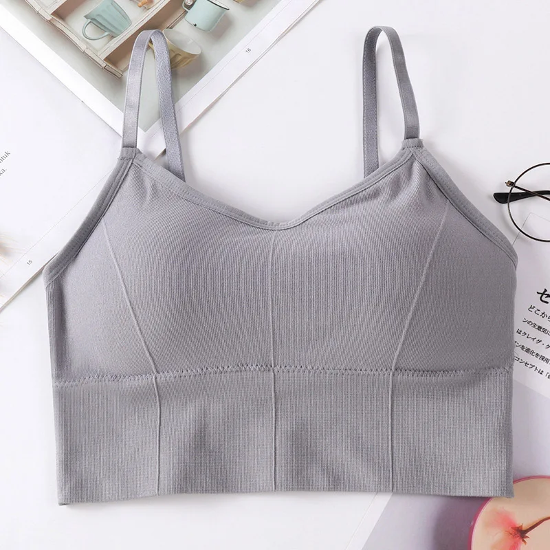 Модный бесшовный бюстгальтер с накладкой на грудь для девушек, Женский Одноцветный топ-труба - Цвет: H