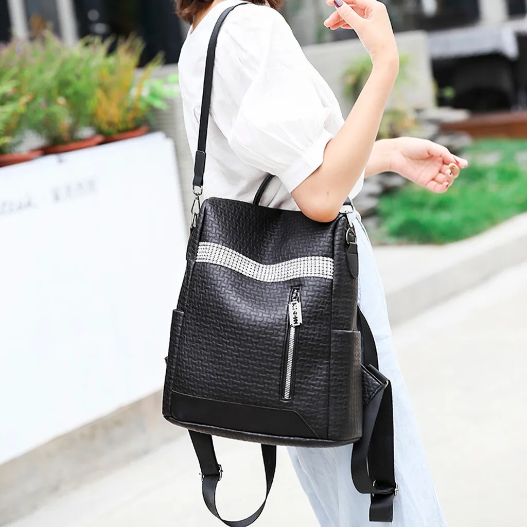 

Pu Leather Teenage Girl Backpack 2019 New Korean Style Women Shoulder Bag Large Capacity Portable School Bagpack for Little Kids