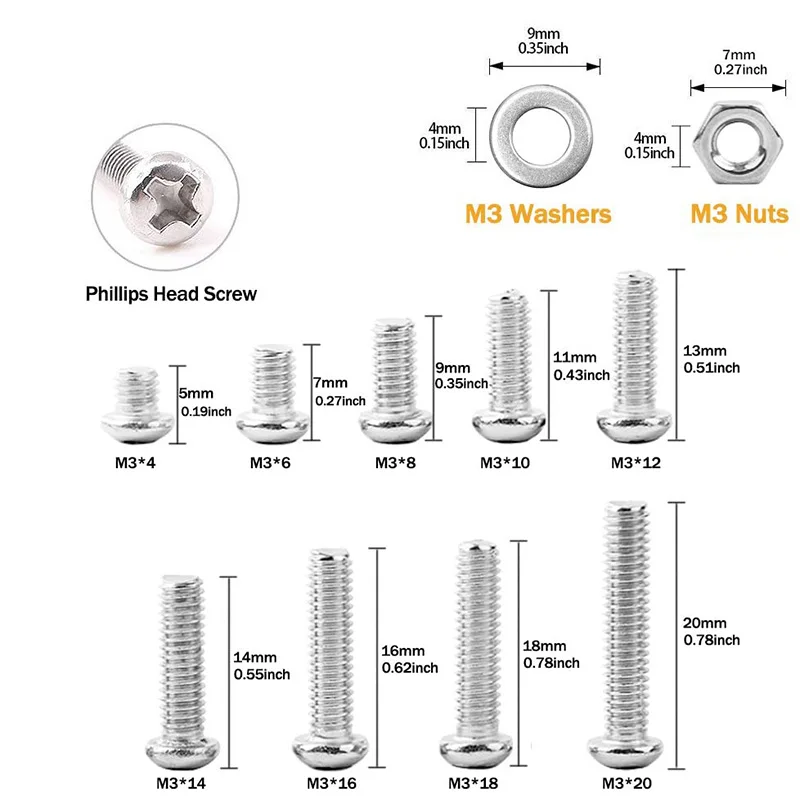 tornillos de máquina de cabeza Kit surtido de tornillos de 810 piezas tornillos de máquina de cabeza Kit surtido de tornillos de 810 piezas