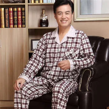 

Multi-Section of Middle-aged Men Pajamas Cotton Long Sleeve Spring And Autumn Plus-sized Middle-aged Dad Homewear Set