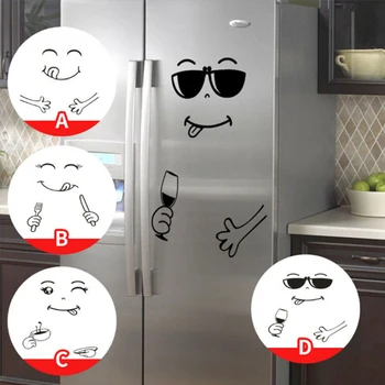 

4 styles of smiley wall stickers happy stickers smiley refrigerator stickers delicious food furniture decoration art poster DIY