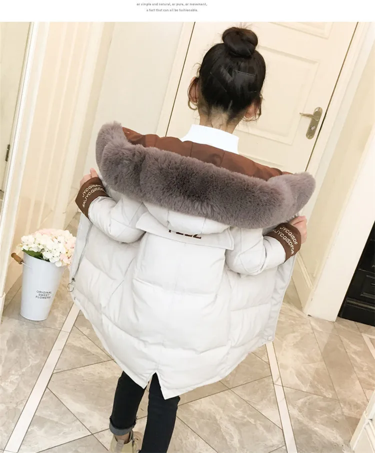 Модная детская зимняя куртка-пуховик Одежда для девочек детская одежда теплая Толстая парка длинные пальто с меховым воротником и капюшоном От 4 до 14 лет - Цвет: Beige