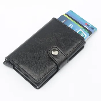 

Men Card Holder ID Bank Card Case PU Leather Automatic RFID Card Holder Aluminium Bank Card Wallets