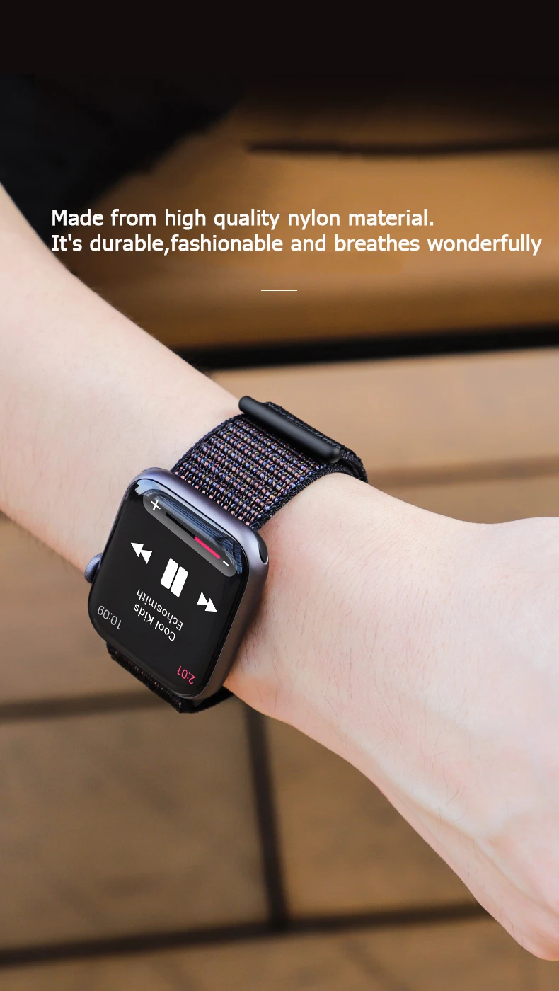 Hoco нейлоновый ремешок для Apple Watch, 4 ремешка, 44 мм, 42 мм, 40 мм, 38 мм, браслет Pulseira, аксессуары для часов, подходит для Apple Watch Series 5 Correas