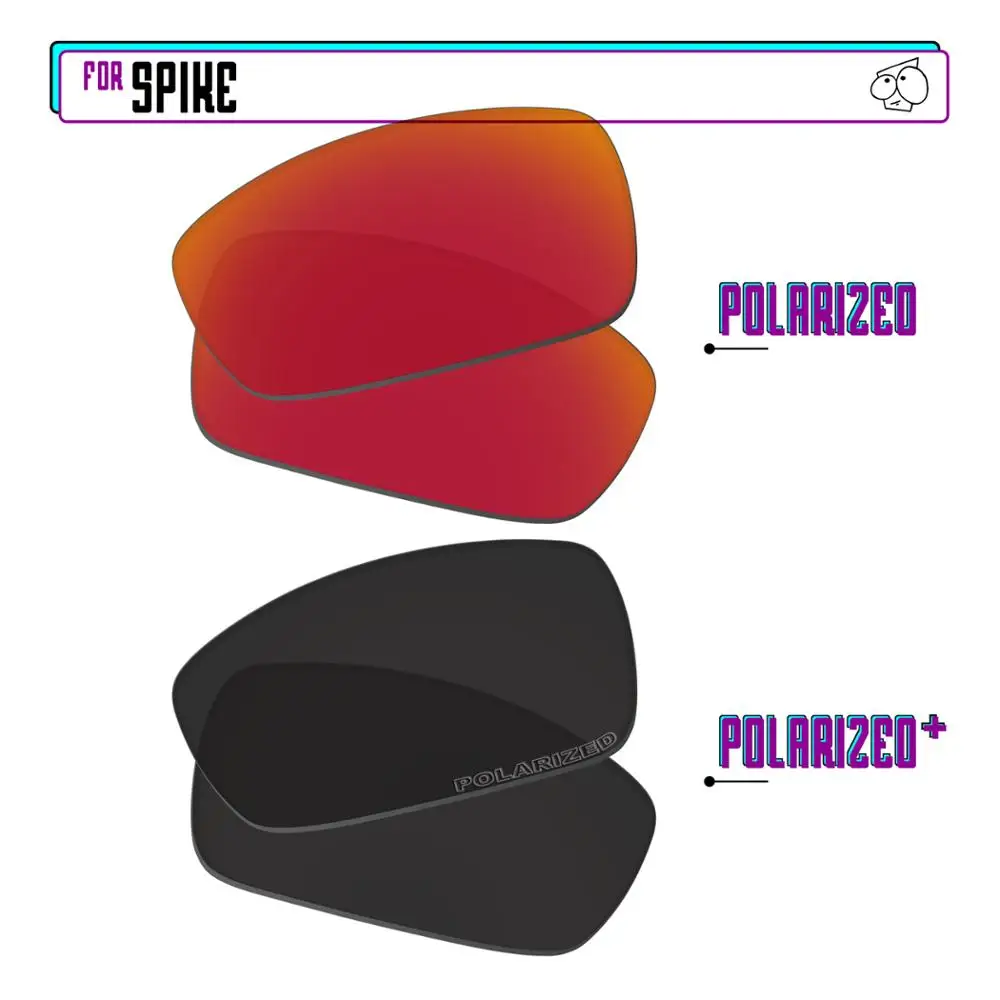 

EZReplace Polarized Replacement Lenses for - Oakley Spike Sunglasses - Black P Plus-Red P