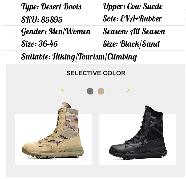 Men Tactical Boots Army Boots Men's Military Desert Waterproof Work Safety Shoes Climbing Sport Shoes Ankle Men Outdoor Boots