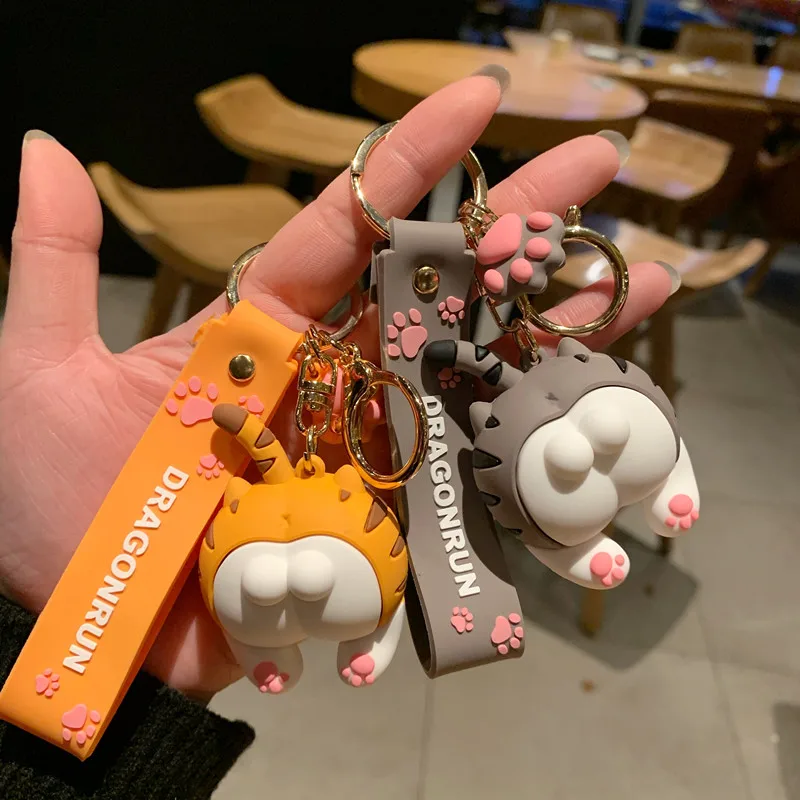 Cat Butt Keychain Cartoon Female Cute Couple Lovers Pair Gift Bag Ornament Car Key Chain Lanyard Child Toy INS Kawaii Girl Gift 6