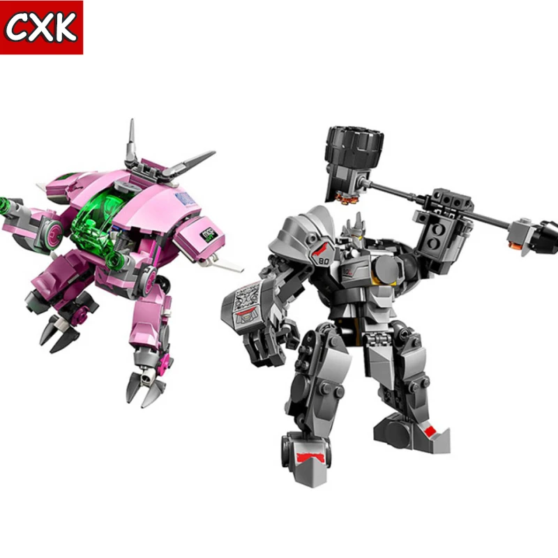 

2019 Compatible Overwatching 75973 Games D.Va & Reinhardt Building Blocks Bricks toys gifts for kids Action Figures juguetes