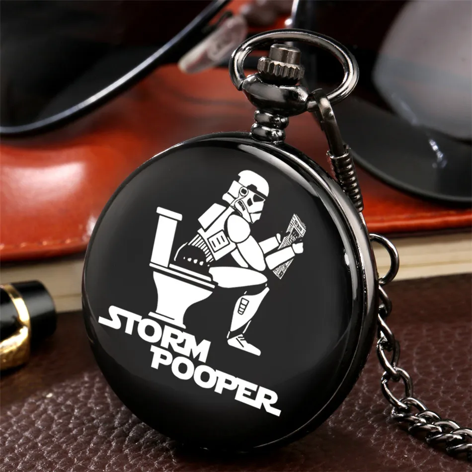 Часы в стиле ретро Storm Pooper черные кварцевые карманные часы с арабскими цифрами и