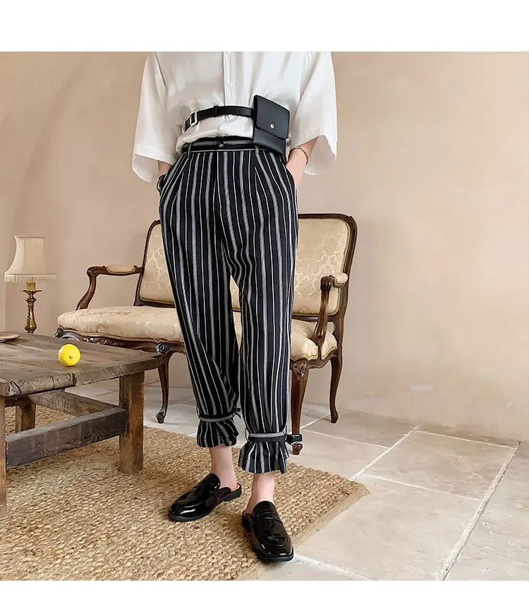 Streep Linten Rechte Broek Mannelijke Mode Japan Stijl Joggingbroek Wijde Pijpen Broek уличная хип хоп Losse Joggers Mannen