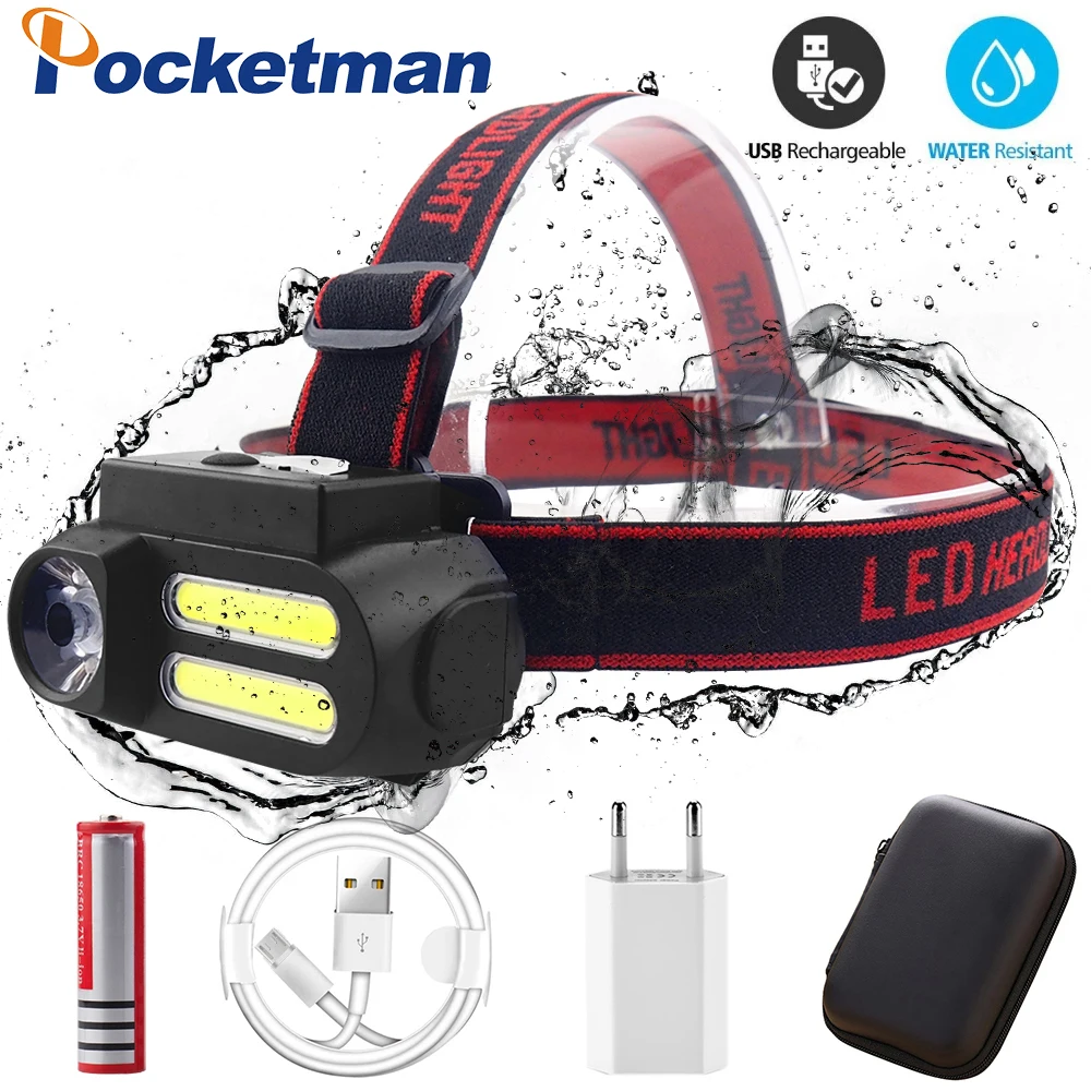 

LED Headlamp Work Light Waterproof Portable Mini Headlight Use 18650 Battery for Night Lighting Flashlight