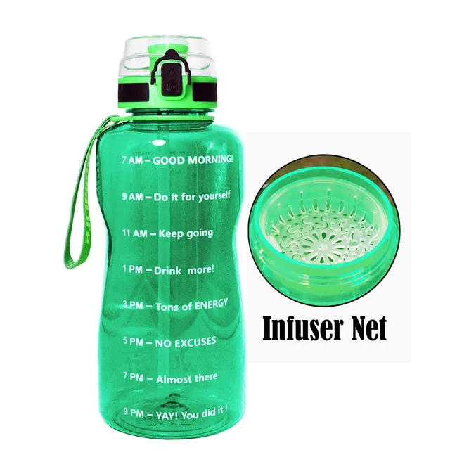 Green BuildLife 1.3L 2L бутылка для воды для Bpa Free Tritan Спорт на открытом воздухе тренажерный зал фитнес Тыква Спорт пластиковая питьевая бутылка с фильтром - Цвет: Green