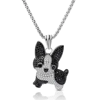 

Cubic Zirconia Personality Necklace 2020 New Men and Women Nightclub Puppy Pendant Chain Hip Hop Rock Punk Trend Jewelry