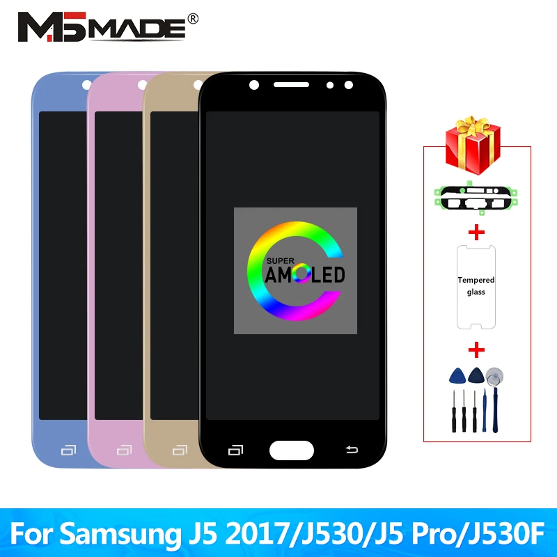 Дешево Супер Amoled font b lcd b font для samsung galaxy J5 2017 j530 J530F font b lcd b font дисплей кодирующий преобразователь сенсорного экрана в сборе font b lcd b font для J5 Pro 2017 J5 Duos