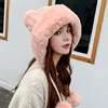 Sparsil Woman Autumn Winter Mink Knit Bomber Hat Thick Female Fluffy Pompom Outdoor Warm Windproof Earflap Trapper Snow Ski Caps ► Photo 2/6