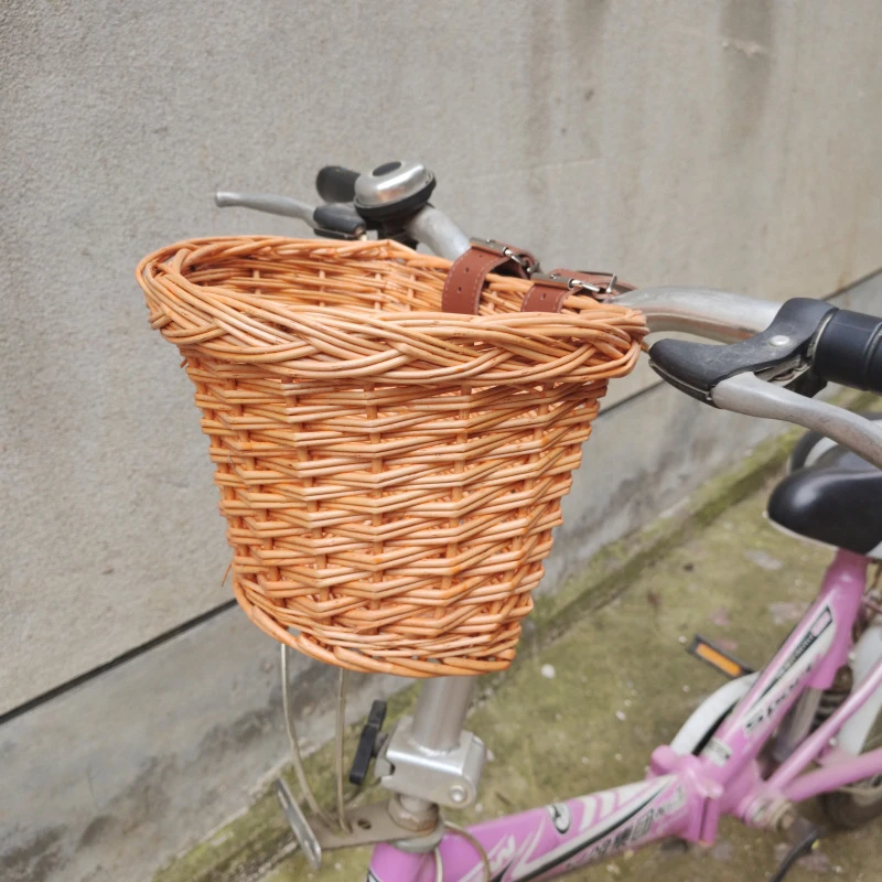 Cesta de mimbre para bicicleta en forma de D, canasto de ratán Vintage para cestas de para coche, cesta para bicicleta montaña y Scooter|Maletas y cestas de bicicleta| -