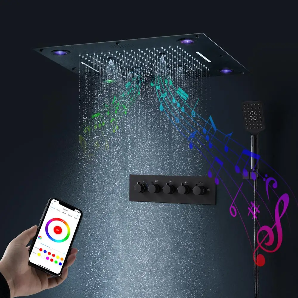 Bluetooth музыкальная душевая головка для ванной комнаты потолочный светодиодный