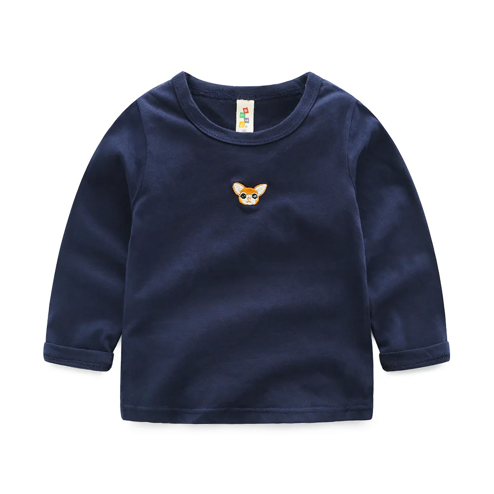 Navy Blue DE PEACH/летние однотонные футболки для мальчиков топы с длинными рукавами для девочек, Новая повседневная хлопковая Футболка camiseta, одежда для детей возрастом от 2 до 8 лет - Цвет: Navy Blue