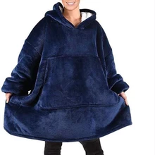 Большой размер ТВ одеяло толстовка с капюшоном ультра плюшевые мягкие теплые уличные зимние пальто с капюшоном халат флисовый пуловер для мужчин и женщин