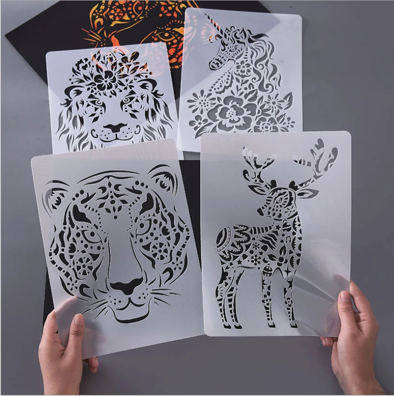 A4 29 * 21cm Many creative animal DIY stencil wall painting scrapbook  coloring photo album decorative paper card template|null| - AliExpress