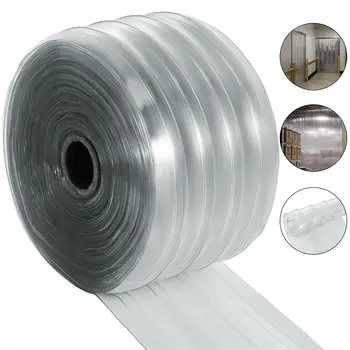 

VEVOR Plastic Curtain Strips 150ft LX 8 In W (450X20CM) Ribbed PVC Door Curtain 0.06/0.1 In Thick for Freezer Warehouse Doors