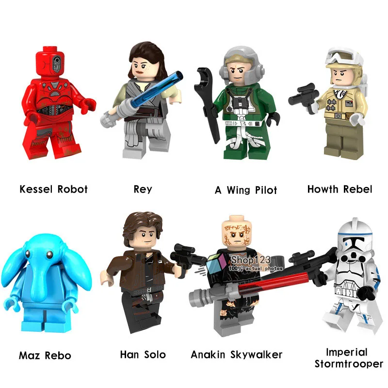 Черный 10 лотов Георгия Лукас Хан Solo СИТТ Trooper Luke Skywalker Maz Kannata Snoke экшн-модель строительные блоки Детские Подарочные игрушки - Цвет: Черный