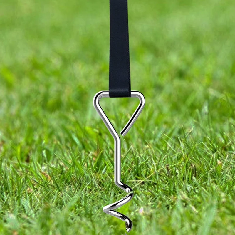 Heavy Duty Trampoline Parts Corkscrew Shape Steel Stakes Anchor Kit for Trampolines-Set Of 4 Silver 4 Strong Belt