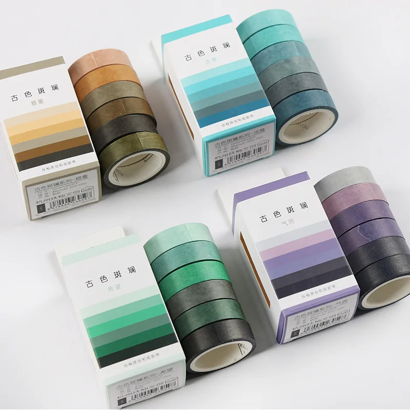 

Retro Solid Color Gradient Hope Series Journal Washi Tape DIY Scrapbooking Sticker Label Masking Tapes Leave