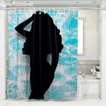 

African American Shower Curtains Black Girl Bathroom Curtains Waterproof Mildewproof Fabric Shower Curtain Bath cortina de ducha