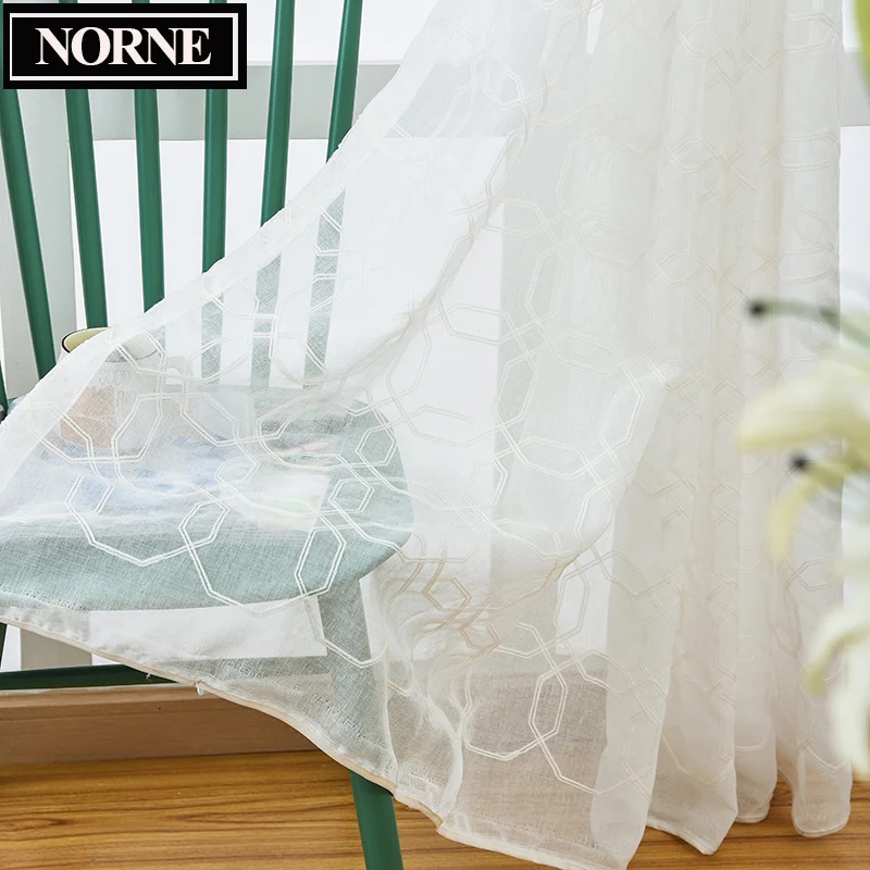 NORNE Semi White Voiles Тюль с вышивкой для украшения гостиной Кухонная штора спальни | Дом