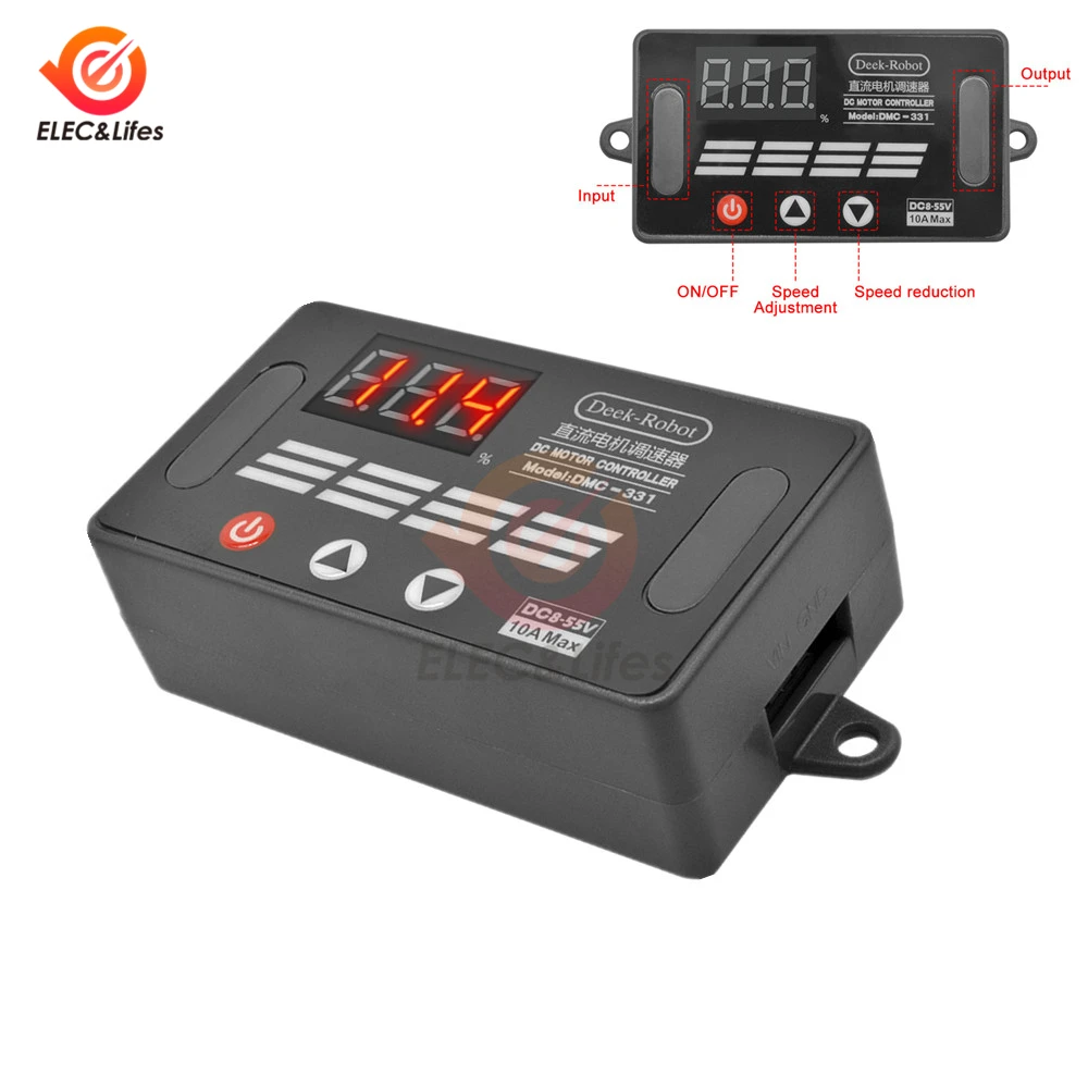 

DC 8-55V 10A PWM DC Motor Speed Controller Digital LED Display 0~100% Adjustable speed control regulator pwm power-off permanent