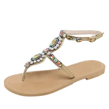 

Fashion Sandals for Women Summer Rhinestone Shoes Women's Sandals Sweet Brand Footwear Flats Open Toe Flip Flops Sandals#309
