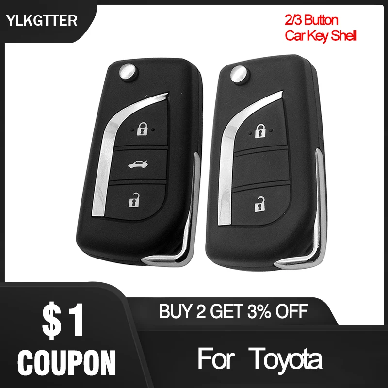 YLKGTTER 2/3 кнопочный чехол для автомобильного ключа Toyota Levin Camry Reiz Highlander Corolla с Toy48 Toy43