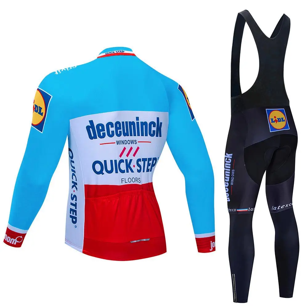 Pro Team QUICK STEP Велоспорт Джерси 9D нагрудник набор Бельгийская велосипедная одежда мужская зимняя теплая флисовая велосипедная Одежда для велоспорта