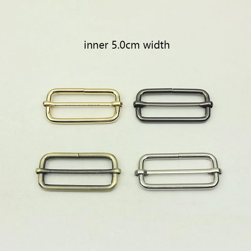 10pc 50mm Metal Slides Tri-glides Wire-formed Roller Pin Buckles 2inch Strap Slider Adjuster for Bag Garment Leather Accessories