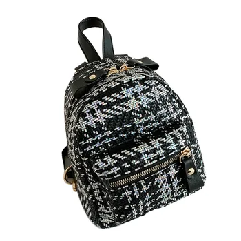 

Girls Small Size Multipurpose Backpack Light Weighted Casual Plaid School Bag for Parent-Child Wear-resistant Portable Backpack