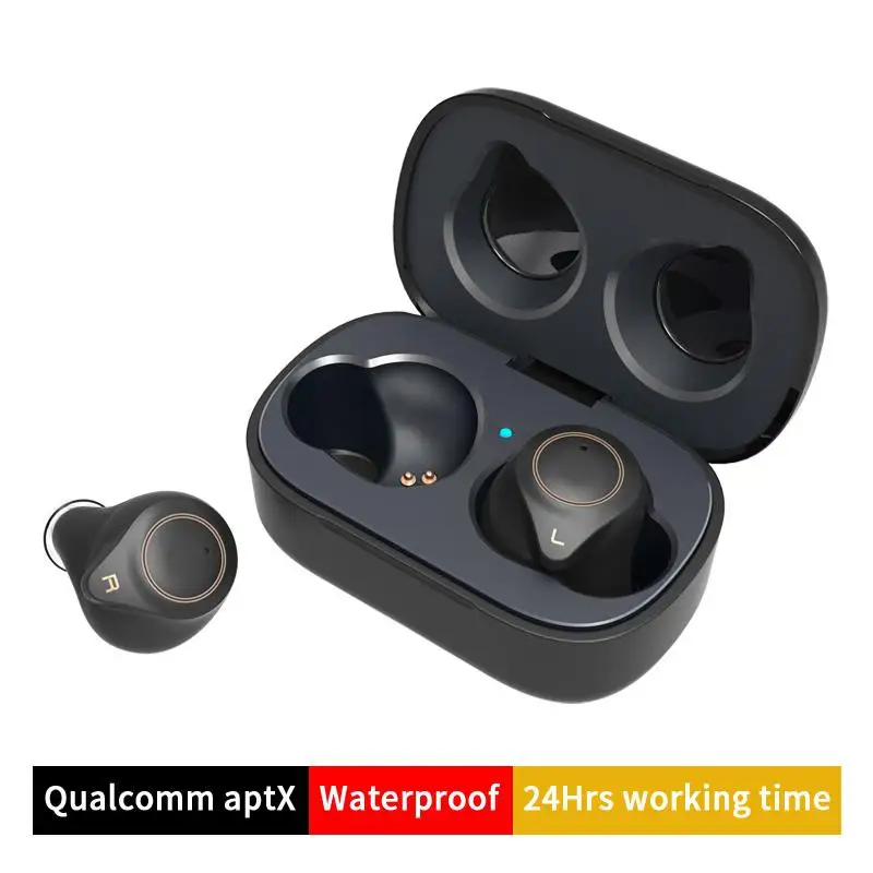 QCC3020 настоящие беспроводные наушники, настоящие беспроводные bluetooth-наушники CV8, шумоподавление с супер басами, HD микрофон, гарнитура, наушники - Цвет: Черный