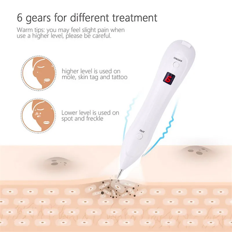 LCD Display Skin Tag Removal Pen Laser Freckle Tattoo Portable Spot Mole Removal Pen Pimple Verrugas Wart Tag Dark Skin Care