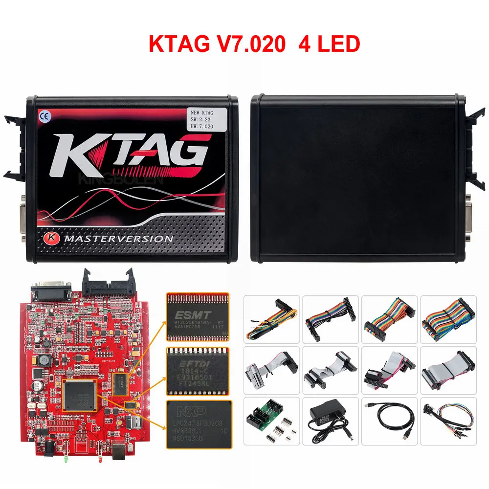 Онлайн ЕС красный Kess V5.017 V2.47 OBD2 менеджер Тюнинг Комплект KTAG V2.25 V7.020 4 светодиодный Kess V2 5,017 BDM Рамка ECU программист - Цвет: KTAG V7.020