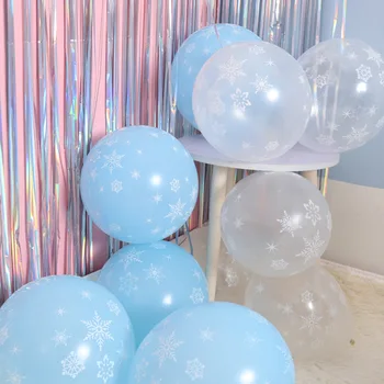 

20 pcs 12 Inch Christmas Snowflake Balloons Frozen Birthday Theme Balloons Latex Blue Transparent Balloons Toy Party Decoration