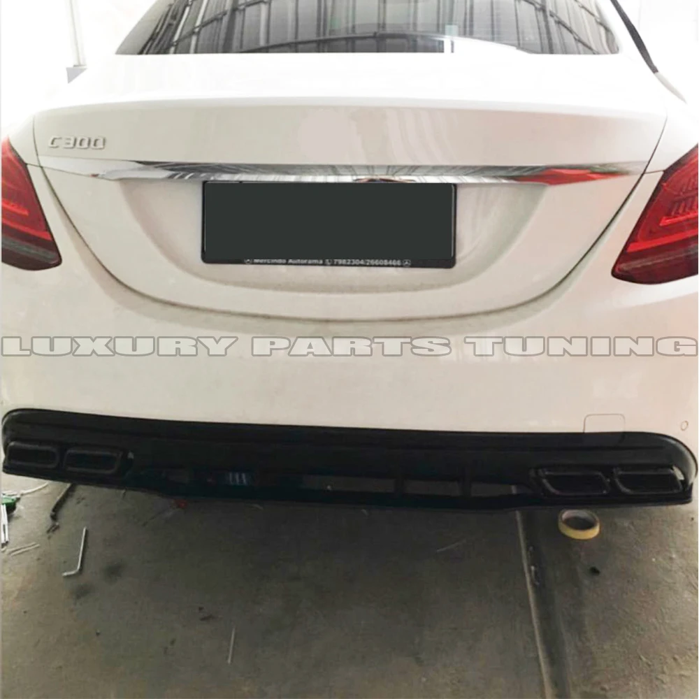 ABS диффузор заднего бампера с выхлопными наконечниками для Benz W205 Sedan S205 Wagon C200 C300 C400 C450 C43 C63 с Amg Pacakge 15-22