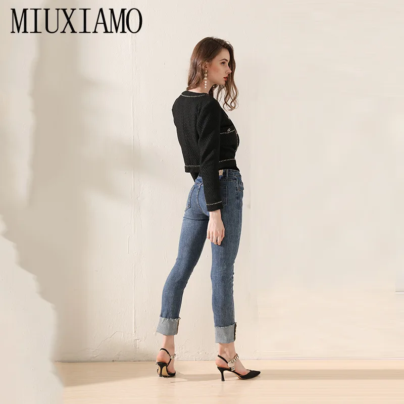 MIUXIMAO Высокое качество новейшая осень зима подиумная дизайнерская офисная Дамская Повседневная куртка с карманами Женское пальто на пуговицах Vestidos