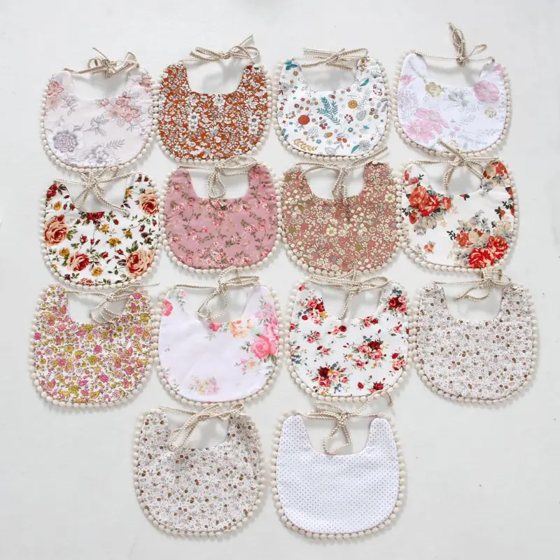 

Baby Bib Infant Burp Cloths Toddler Cotton Bib Kid Floral Towel Dinner Feeding Double-deck Cute Girl Bibs